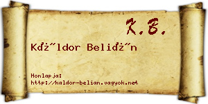 Káldor Belián névjegykártya